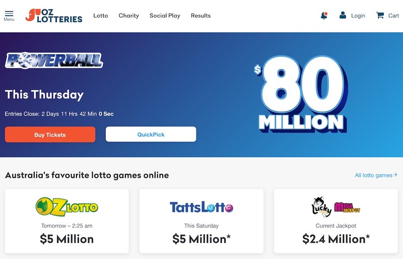 Oz Lotteries Homepage
