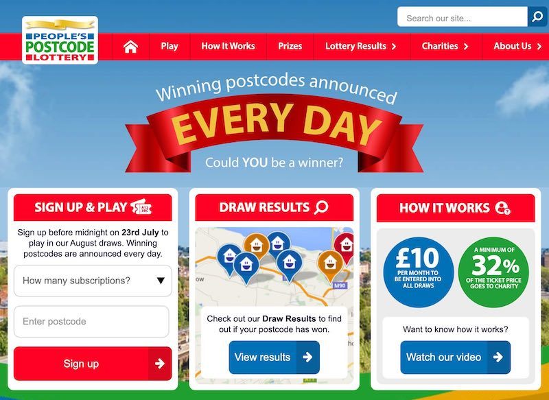 People's Postcode Lottery Homepage