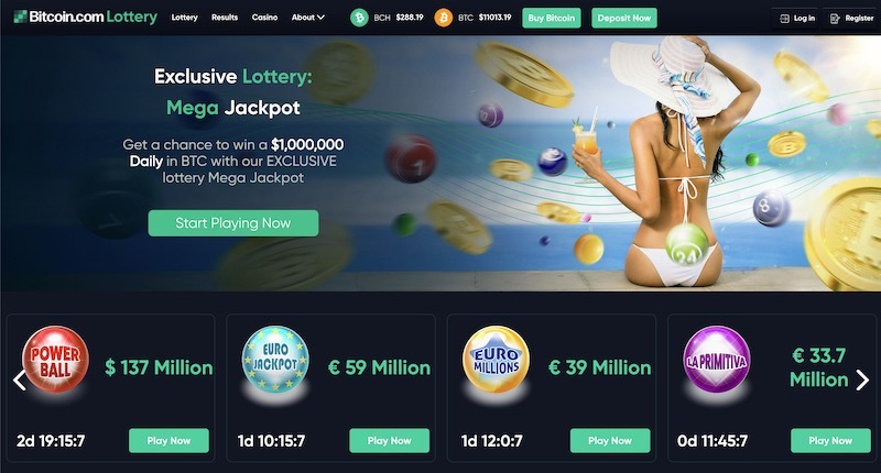 Bitcoin.com Lottery Homepage