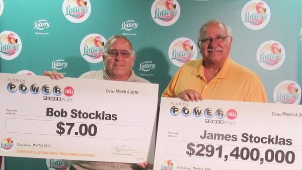 Brothers James and Bob Stocklas Holding Novelty Cheques