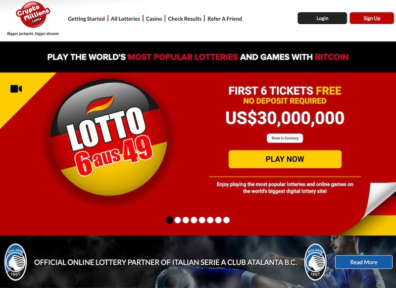 CryptoMillionsLotto Homepage