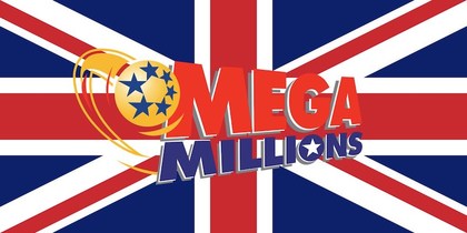 Mega Millions Logo Over British Flag